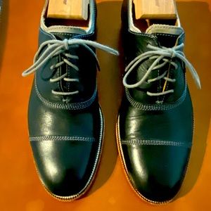 Men’s Johnston & Murphy Clayton Cap Toe Leather Oxford Shoes Black Size 9.5 M